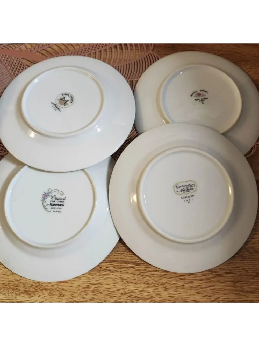 4- Mismatched Floral Silver Rim Fine China Dessert Cake Plates ~6.25